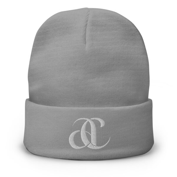 Embroidered Beanie White Logo AC®